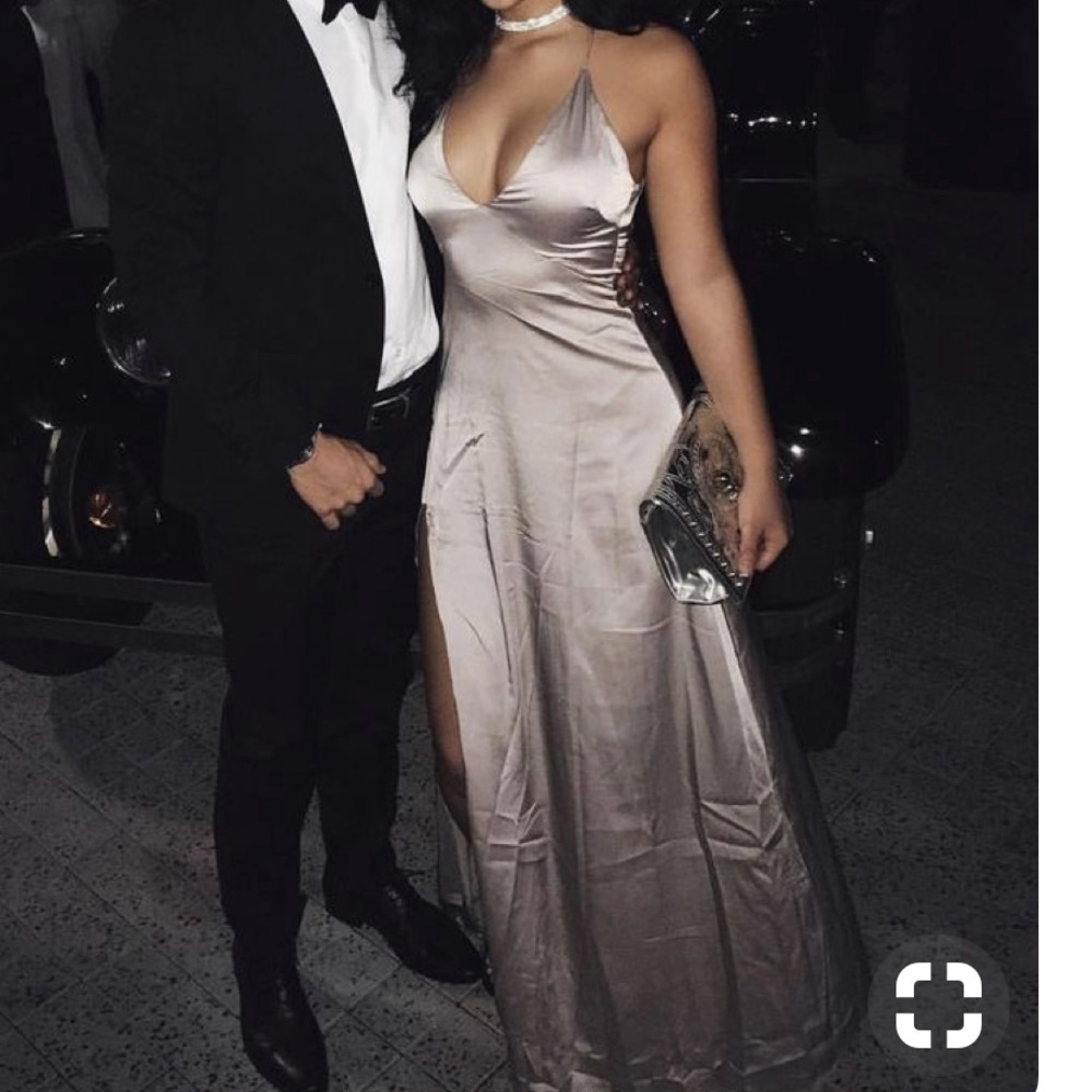 Meshki adelle satin maxi dress in silver